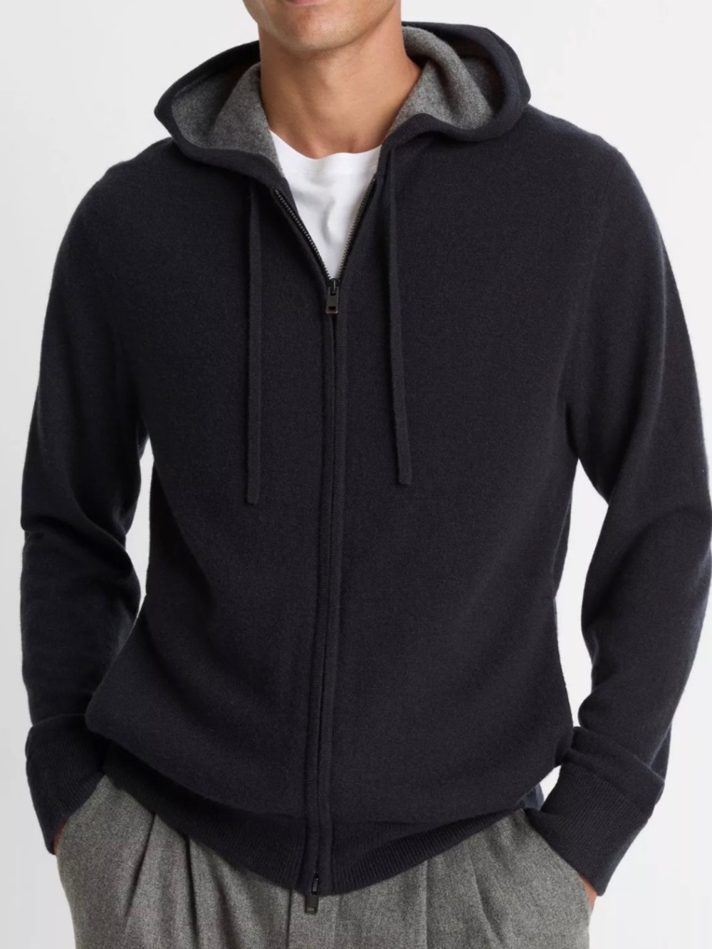 Vince 100% Cashmere Full Zip Hoodie XLarge Black Sweater*no string for hoodie